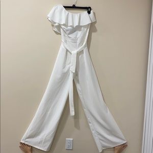 Boohoo one sleeve white Romper size 8